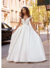 Classic Ivory Satin Cutouts Box-pleated Wedding Dress